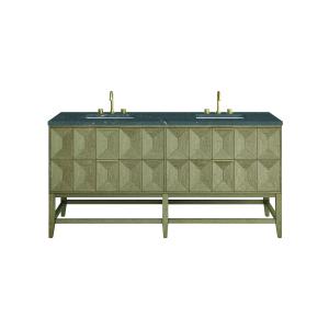 Emmeline 72" Double Vanity, Pebble Oak w/ 3 CM Parisien Bleu Top w/FreePower Wireless Charger