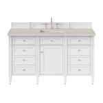 Brittany 60" Single Vanity in Bright White, w/ 3 CM Siberian Silestone Top w/FreePower Wireless Charger