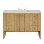 Hudson 48" Single Vanity, Light Natural Oak w/ 3 CM Ethereal Noctis Top w/ FreePower Wireless Charger