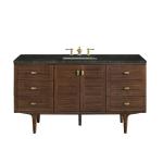 Amberly 60" Single Vanity, Mid-Century Walnut, w/ 3 CM Phantome Eclos Top