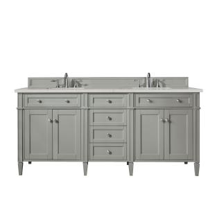Brittany 72" Double Vanity, Urban Gray, w/ 3 CM Siberian Silestone Top