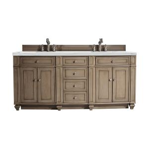 Bristol 72" Double Vanity, Whitewashed Walnut w/ 3 CM Ethereal Noctis Silestone Top w/FreePower Wireless Charger