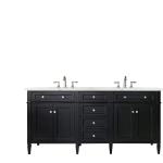 Brittany 72" Double Vanity, Black Onyx w/ 3 CM Eternal Jasmine Pearl Silestone Top w/FreePower Wireless Charger