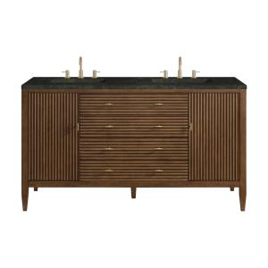 Myrrin 60" Double Vanity, Mid Century Walnut, w/ 3 CM Phantome Eclos Top