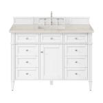 Brittany 48" Single Vanity in Bright White, w/ 3 CM Siberian Silestone Top