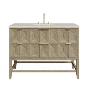 Emmeline 48" Single Vanity, Pebble Oak, w/ 3 CM Siberian Silestone Top