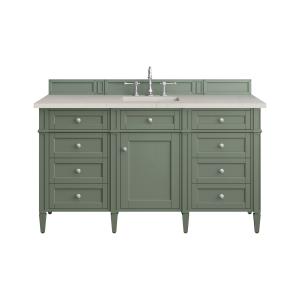 Brittany 60" Single Vanity, Smokey Celadon, w/ 3 CM Siberian Silestone Top w/FreePower Wireless Charger