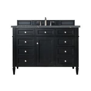 Brittany 48" Single Vanity, Black Onyx w/ 3 CM Parisien Bleu Silestone Top w/FreePower Wireless Charger