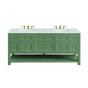 Breckenridge 72" Double Vanity, Smokey Celadon w/ 3 CM Victorian Silver Top w/FreePower Wireless Charger