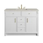 Bellshire 48" Single Vanity, Bright White w/ 3 CM Siberian Silestone Top