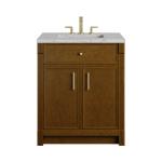 Bellshire 30" Single Vanity, Honey Oak w/ 3 CM Eternal Jasmine Pearl Silestone Top