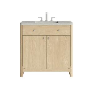 Gracyn 36" Single Vanity, Coastal Driftwood, w/ 3 CM Victorian Silver Quartz Widespread Top