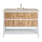 Olena 48" Single Vanity, Light Mappa Burl and Polished White, w/ 3 CM Tajnar Eclos Top