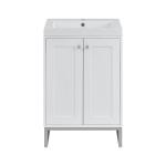 Chianti 24" Single Vanity, Glossy White, Brushed Nickel, w/ White Glossy Composite Stone Top