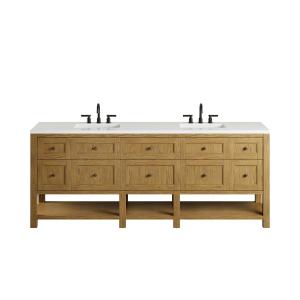 Breckenridge 84" Double Vanity, Light Natural Oak w/ 3 CM White Zeus Top