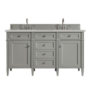 Brittany 60" Double Vanity, Urban Gray, w/ 3 CM Siberian Silestone Top