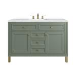 Chicago 48" Single Vanity, Smokey Celadon, w/ 3 CM Ethereal Noctis Silestone® Top w/FreePower Wireless Charger