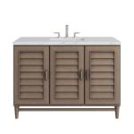 Portland 48IN Single Vanity Whitewashed Walnut w/ 3 CM Ethereal Noctis Silestone Top w/FreePower Wireless Charger