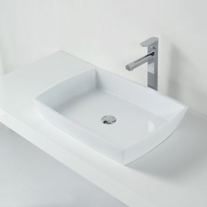 Aquamoon 1316 White Modern Rectangular Vessel Solid Surface