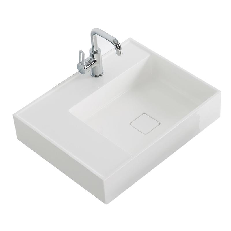 Aquamoon Cronos Integrated Countertop White Square Sink