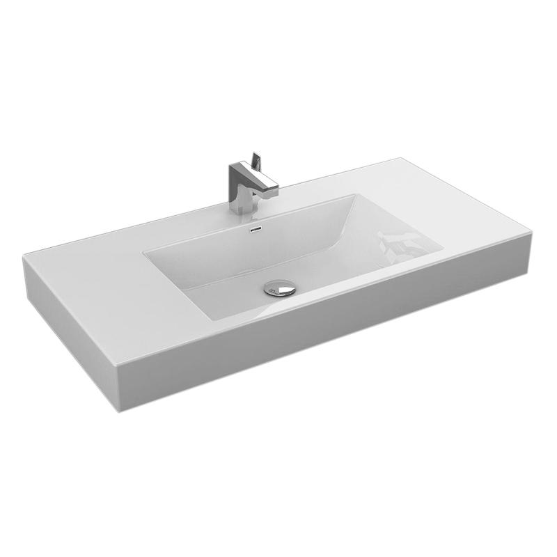 Aquamoon Venice Integrated Countertop White Square Sink