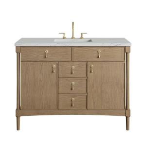 Kinnsden 48" Single Vanity, Weathered Oak w/ 3 CM Ethereal Noctis Silestone Top