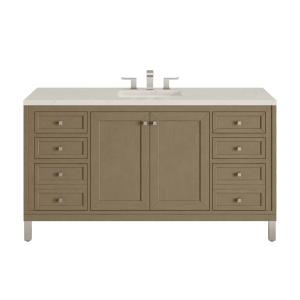 Chicago 60" Single Vanity, Walnut Whisper, w/ 3 CM Siberian Silestone Top