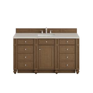 Bristol 60" Single Vanity, Saddle Brown, w/ 3 CM Siberian Silestone Top