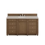 Bristol 60" Single Vanity, Saddle Brown, w/ 3 CM Siberian Silestone Top w/FreePower Wireless Charger