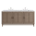 Portland 72IN Double Vanity Whitewashed Walnut w/ 3 CM Carrara Marble Top
