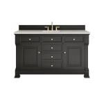 Brookfield 60" Single Vanity, Black Onyx, w/ 3 CM Siberian Silestone Top w/FreePower Wireless Charger