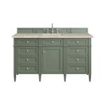 Brittany 60" Single Vanity, Smokey Celadon, w/ 3 CM Tajnar Eclos Top w/FreePower Wireless Charger
