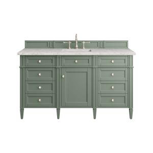 Brittany 60" Single Vanity, Smokey Celadon w/ 3 CM Eternal Jasmine Pearl Top w/FreePower Wireless Charger
