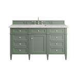 Brittany 60" Single Vanity, Smokey Celadon w/ 3 CM Eternal Jasmine Pearl Top w/FreePower Wireless Charger