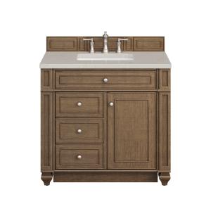 Bristol 36" Single Vanity, Saddle Brown, w/ 3 CM Siberian Silestone Top