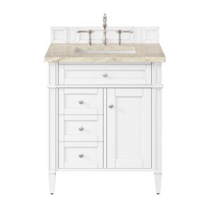 Brittany 30" Single Vanity in Bright White, w/ 3 CM Tajnar Eclos Top