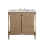 Kinnsden 36" Single Vanity, Weathered Oak w/ 3 CM Ethereal Noctis Silestone Top