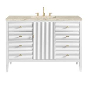 Myrrin 48" Single Vanity, Bright White, w/ 3 CM Tajnar Eclos Top w/FreePower Wireless Charger