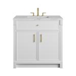 Bellshire 36" Single Vanity, Bright White w/ 3 CM Ethereal Noctis Silestone Top