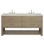 Lucian 72" Double Vanity, Pebble Oak, w/ 3 CM Siberian Silestone Widespread Top