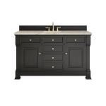 Brookfield 60" Single Vanity, Black Onyx, w/ 3 CM Tajnar Eclos Top w/FreePower Wireless Charger