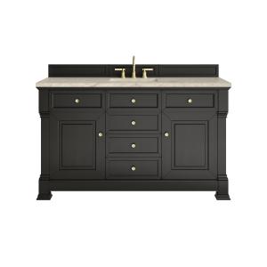 Brookfield 60" Single Vanity, Black Onyx, w/ 3 CM Tajnar Eclos Top w/FreePower Wireless Charger