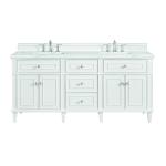Lorelai 72" Double Vanity, Bright White w/ 3 CM Ethereal Noctis Silestone Top w/FreePower Wireless Charger