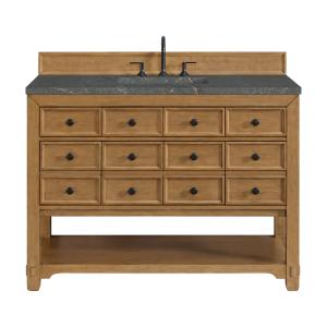 Malibu 48" Single Vanity, Amber Birch w/ 3 CM Parisien Bleu Silestone Top w/ FreePower Wireless Charger
