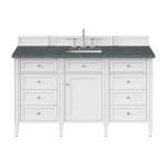 Brittany 60" Single Vanity, Bright White w/ 3 CM Parisien Bleu Silestone Top w/FreePower Wireless Charger
