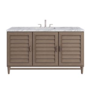 Portland 60IN Single Vanity Whitewashed Walnut w/ 3 CM Carrara Marble Top