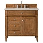 Brittany 36" Single Vanity, Saddle Brown, w/ 3 CM Siberian Silestone Top
