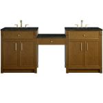 Bellshire 84" Dual Vanity Set with 24" Make-Up Counter, Honey Oak w/3 cm Phantome Eclos Top