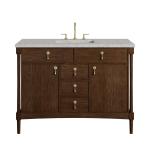 Kinnsden 48" Single Vanity, Sable Oak w/ 3 CM Eternal Jasmine Pearl Silestone Top