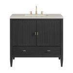 Myrrin 36" Vanity, Carbon Oak, w/ 3 CM Siberian Silestone Top